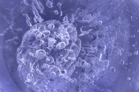 Frozen iced water in macro pattern. Light violet blue abstract natural Stock Photos