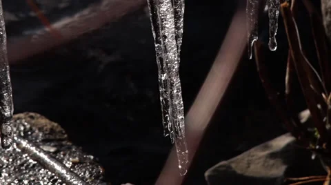 Frozen Icicles Melting Stock Footage 35517129