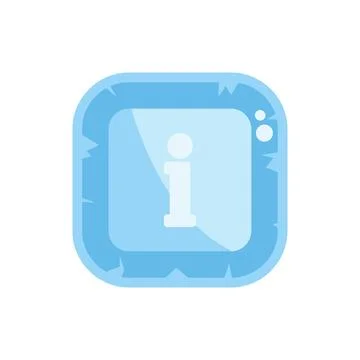 Frozen info button showing information symbol in ice frame Stock Illustration