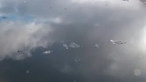Frozen Jewels Float on a Mirror in the Arctic Realm Stock Footage 340484402