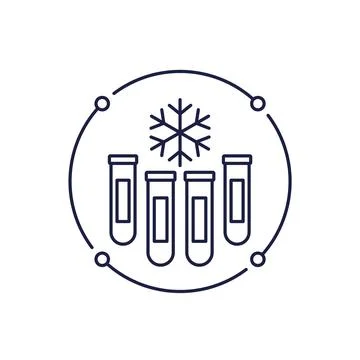 Frozen lab samples icon with test tubes in line design Illustration