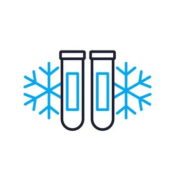 Frozen lab samples, test tubes line icon Ilustração Stock
