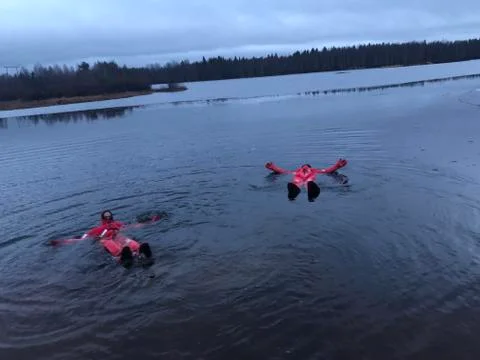 Frozen lake activity Stock Photos
