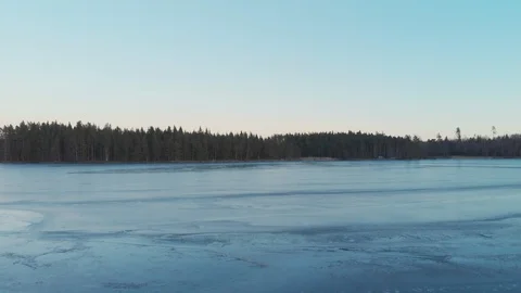 Frozen lake and pine trees in Sweden 動画素材 125634940