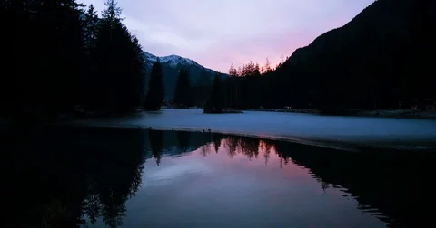 Frozen lake and sunset, slowmotion Stock Footage 71353684
