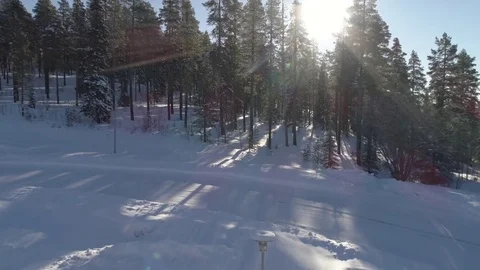 Frozen lake from behind the trees Video stock 77841440