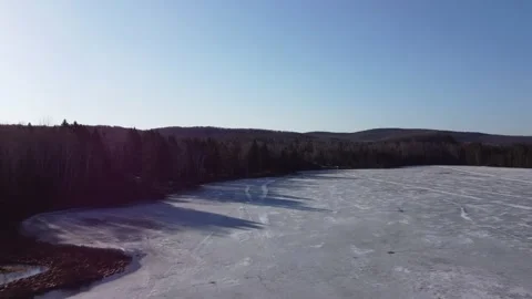 Frozen Lake Dark Forest Closing In Stock Footage 157933547