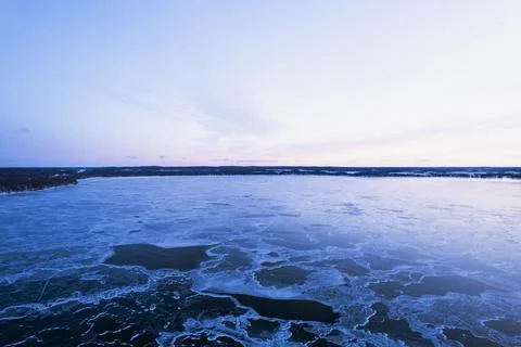 Frozen Lake Evening Stock Photos