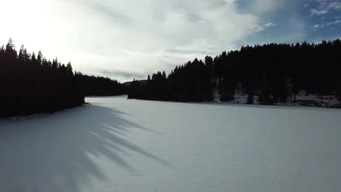 Frozen Lake Flyover Stock Footage 172219254