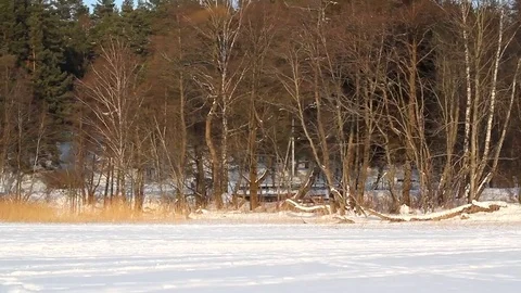 Frozen lake Stock Footage 99119040