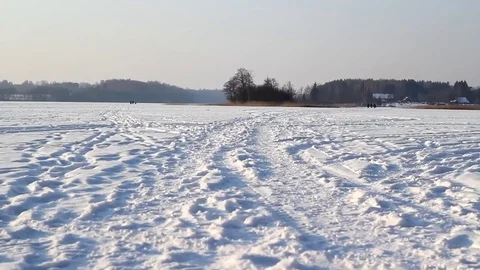 Frozen lake Stock Footage 99119064