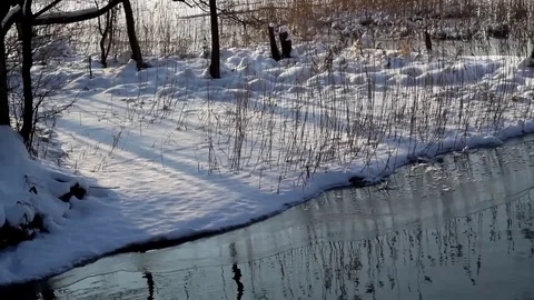 Frozen lake Stock Footage 99119068