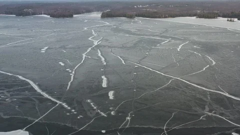 Frozen Lake High Up Drone View In Winter 01 Stock Footage 125783237
