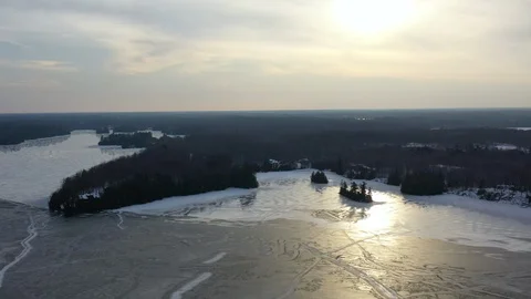 Frozen Lake High Up Drone View In Winter 02 Stock Footage 125783296