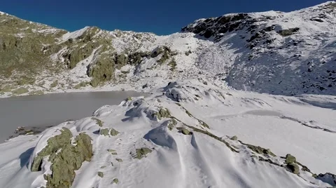 Frozen lake in hight mountain Stock Footage 66475246