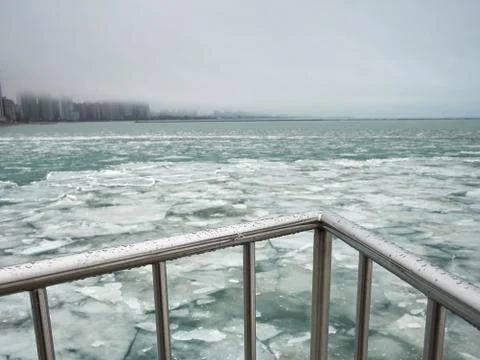 Frozen Lake Michigan Stock Photos