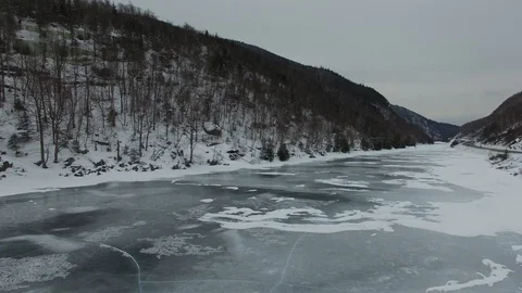 Frozen Lake outside of Lake Placid Stock Footage 86240341