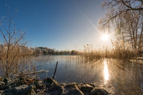 Frozen lake Stock Photos