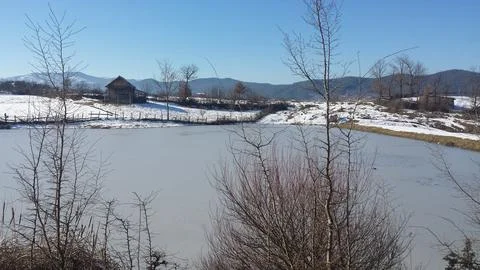 Frozen lake Stock Photos
