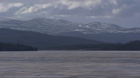 Frozen lake in spring, Gala, Norway Stock Footage 34459302