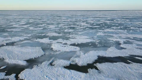 Frozen Lake St. Clair Aerial Icy Winter ... | Stock Video | Pond5