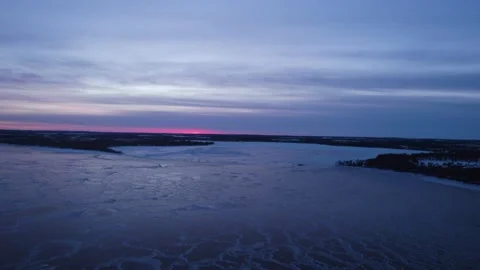 Frozen Lake Sun Down Stock Footage 221722646