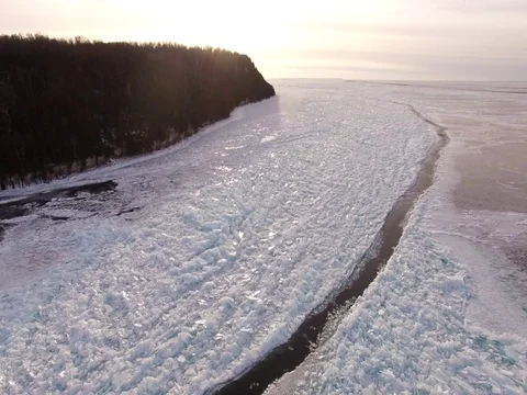 Frozen Lake Sunset Stock Footage 71285995