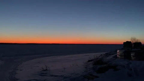 Frozen lake at sunset Stock Footage 171798971