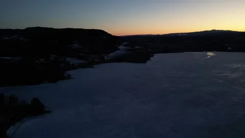 Frozen lake of the sunset Stock Footage 306846779