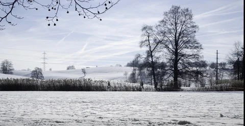 Frozen Lake surface Stock Footage 91734262