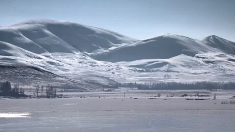 Frozen lake surface stretching - Saskatchewan Frost and Freezing Conditions Stock Footage 339698116