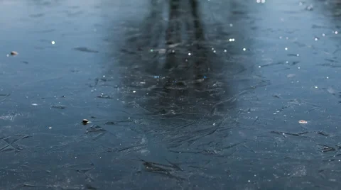 Frozen lake surface with tree reflection Stock Footage 65055902