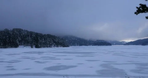 Frozen lake time lapse Stock Footage 97377153