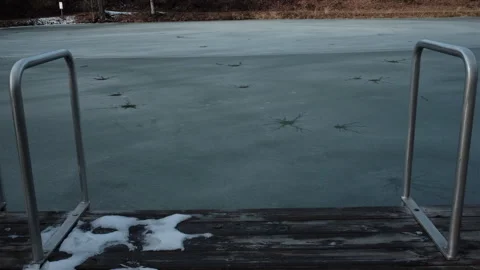 Frozen lake view from Pier Stock Footage 296485633