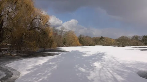 Frozen Lake in winter Stock Footage 86763072