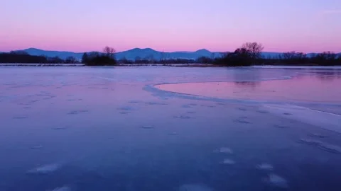 Frozen lake in winter Stock Footage 150121398