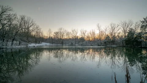 Frozen Lake Winter Time Lapse Stock Footage 147505656
