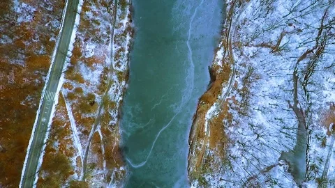 Frozen Lake Zoom In Stock Footage 71344445