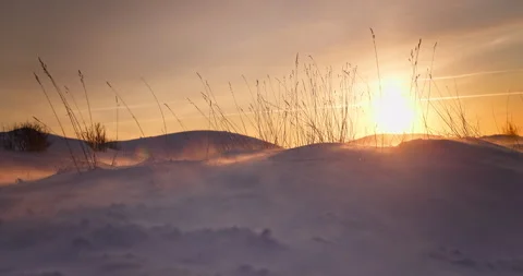 Frozen landscape snow covered field, blizzard,ice desert,winter wonderland Stock Footage 267666387