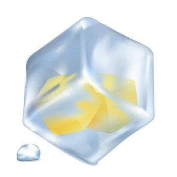 Frozen Lemon Cubes in Ice Isolated Illustration Stock Illustration