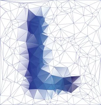 Frozen letter L low poly design Stock Illustration