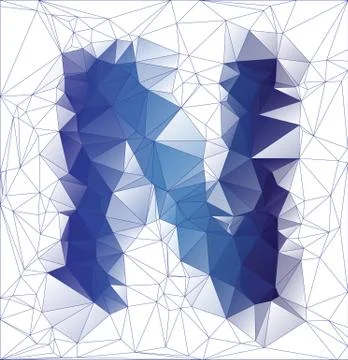 Frozen letter N low poly design Stock Illustration