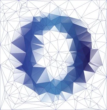 Frozen letter O low poly design Stock Illustration
