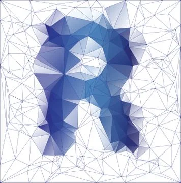 Frozen letter R low poly design Stock Illustration