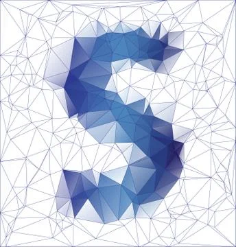 Frozen letter S low poly design Stock Illustration