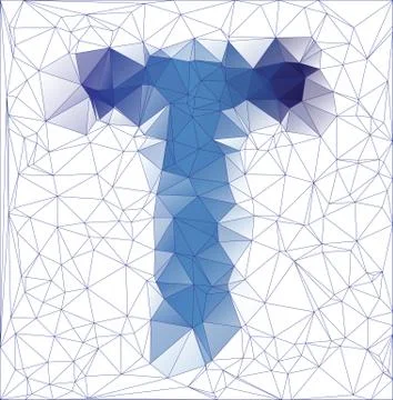 Frozen letter T low poly design Stock Illustration