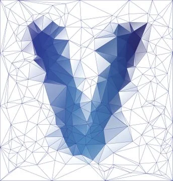 Frozen letter V low poly design Stock Illustration