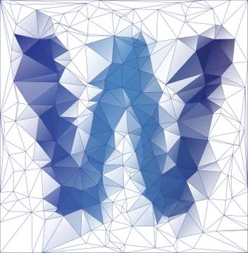 Frozen letter W low poly design Stock Illustration