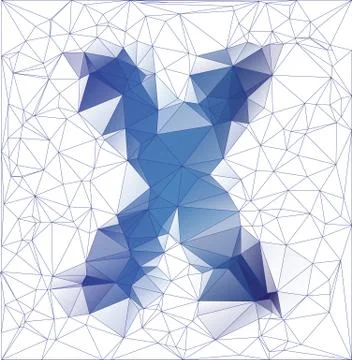 Frozen letter X low poly design Stock Illustration