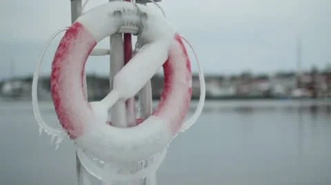 Frozen Lifebuoy Stock Footage 20434942